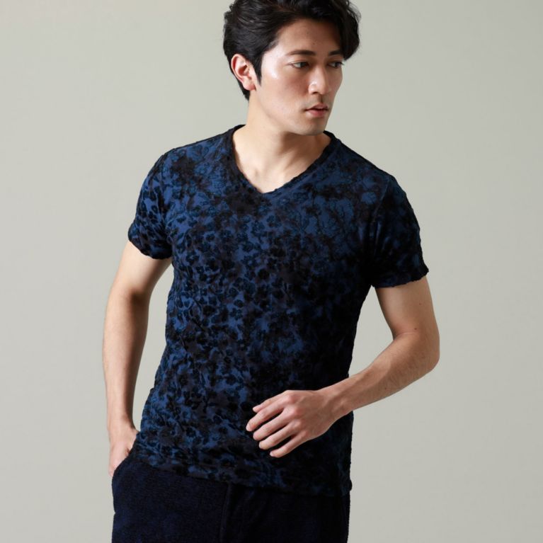 【EPOCA UOMO】 【PRIMA COLLECTION】フラワー別珍ジャカードカットソー ネイビー2