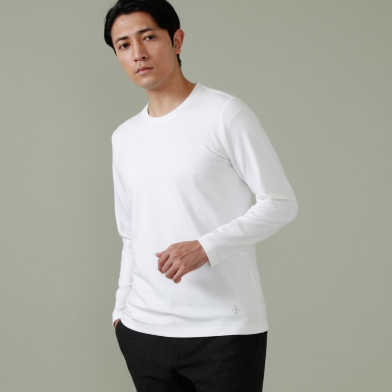 【EPOCA UOMO】 【日本製】コンフォート裏起毛クルーネックカットソー ホワイト
