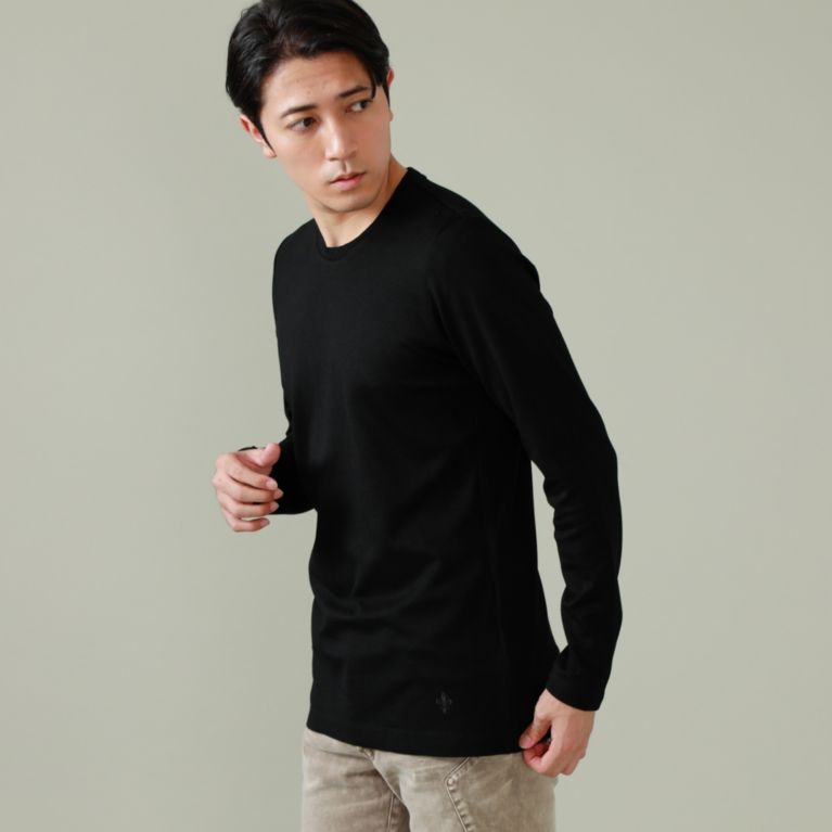 【EPOCA UOMO】 【日本製】コンフォート裏起毛クルーネックカットソー ブラック