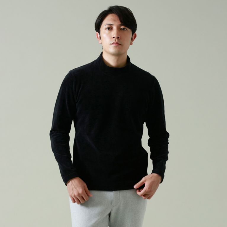 【EPOCA UOMO】 【日本製】コーデュロイストレッチジャージーモックネック ブラック