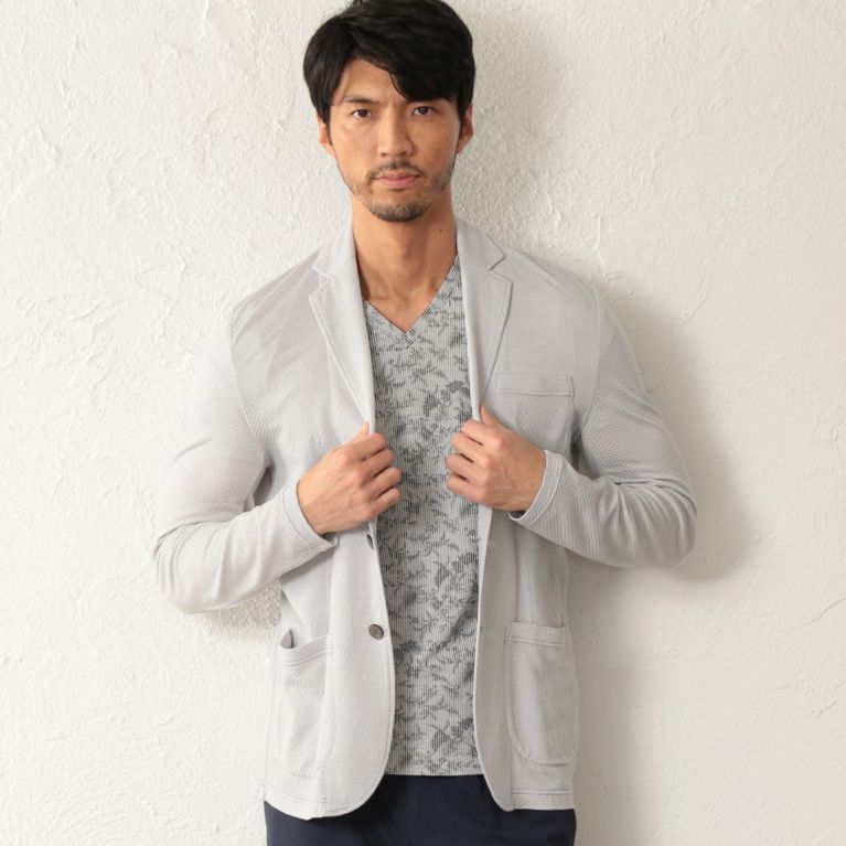 【EPOCA UOMO】 ハニカムジャージージャケット オフホワイト2