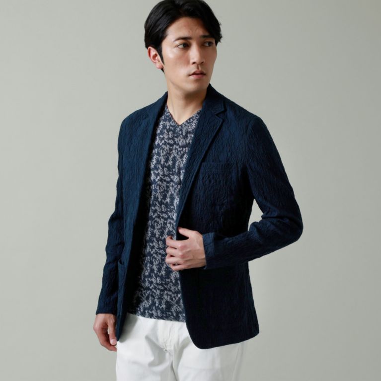 【EPOCA UOMO】 【PRIMA COLLECTION】【セットアップ】【ウォッシャブル】ボタニカルジャカードジャケット ネイビー3