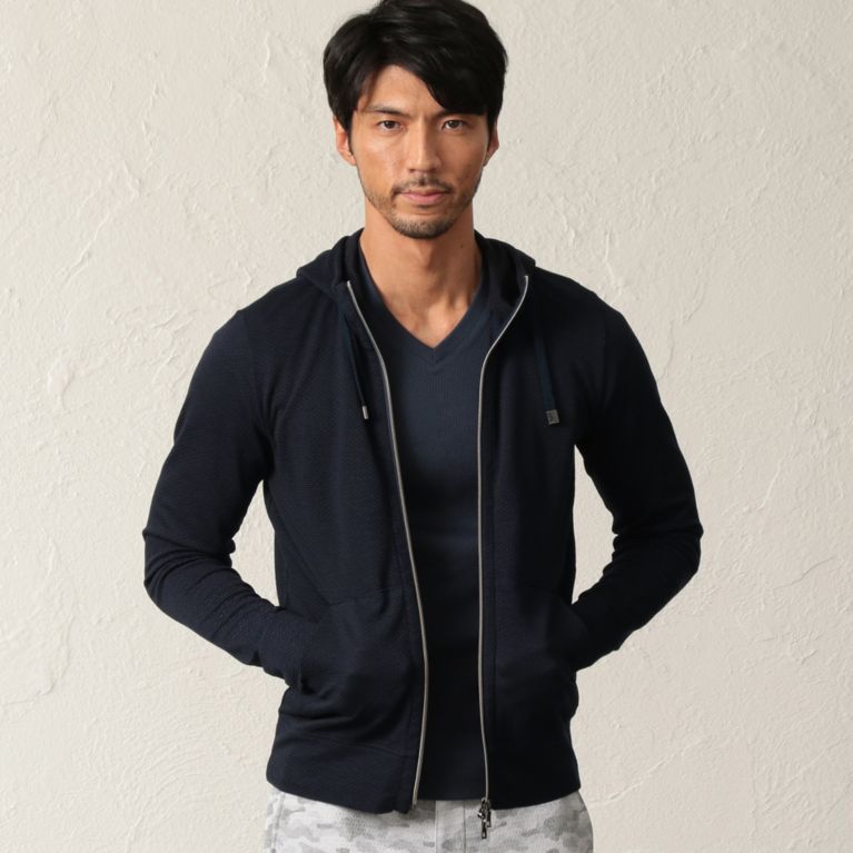 【EPOCA UOMO】 ハニカムジャージーパーカー ネイビー2