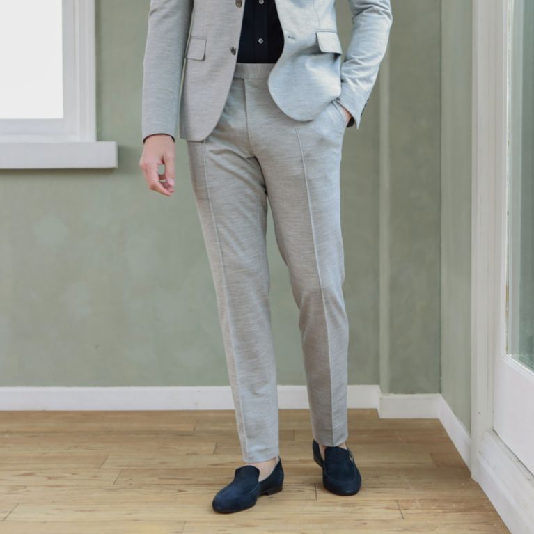 【EPOCA UOMO】 【セットアップ】【ウォッシャブル】リネンジャージーパンツ グレー1