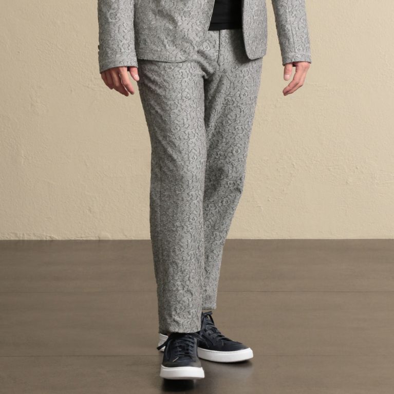 【EPOCA UOMO】 レザーストラップバックカットジャカード グレー