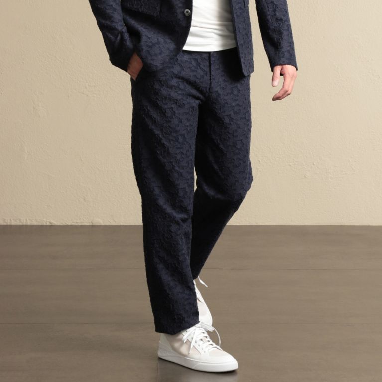 【EPOCA UOMO】 レザーストラップバックカットジャカード ネイビー
