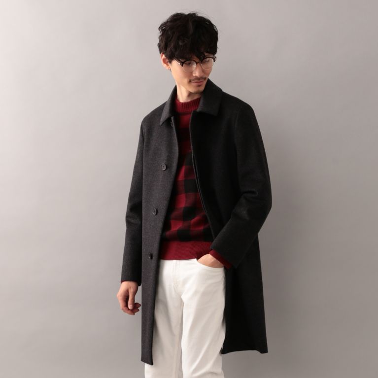 31%OFF！SALE＜三陽商会＞【マッキントッシュ フィロソフィー メン(MACKINTOSH PHILOSOPHY MEN)】【WELLINGTON】ショートビーバー ステンカラーコート チャコールグレー 送料無料 ＆ 定価 86400円から 27000円値引！