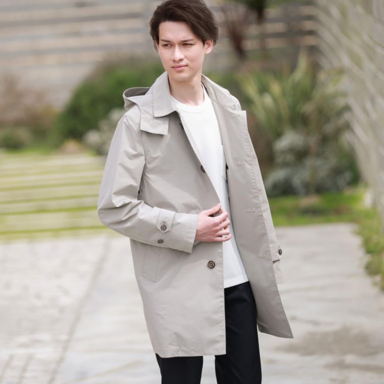 【MACKINTOSH PHILOSOPHY MEN】 ストレッチメモリータフタ HOODED DOVER ライトグレー