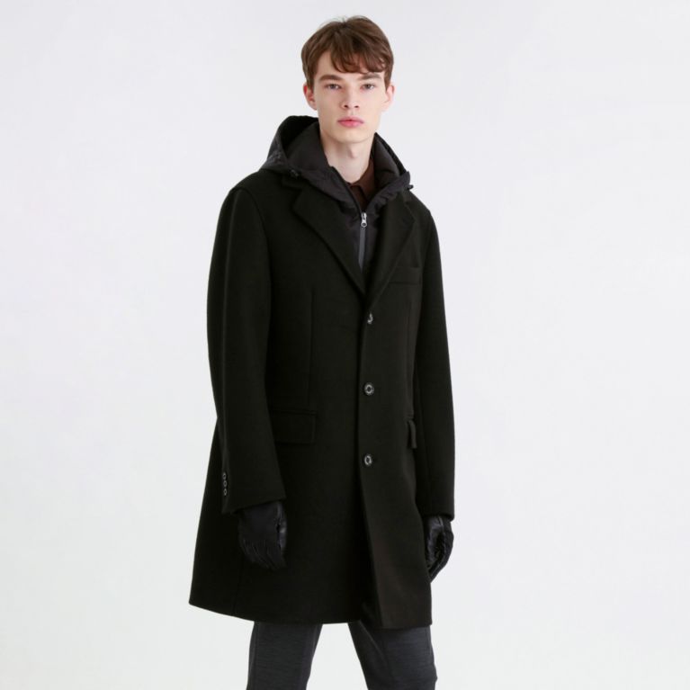 【MACKINTOSH PHILOSOPHY MEN】 ジャージーメルトン フーデッドチェスター ブラック