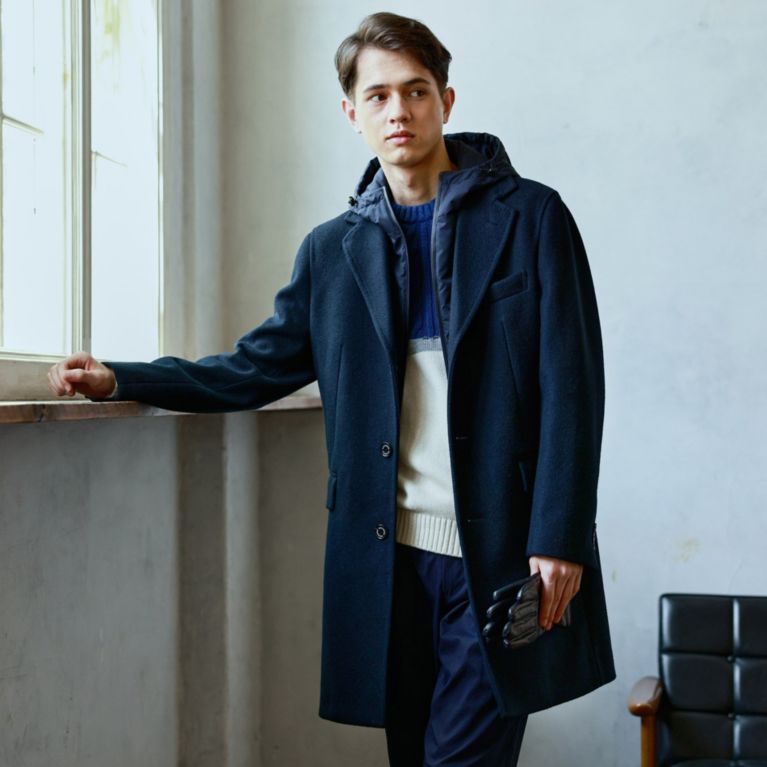 【MACKINTOSH PHILOSOPHY MEN】 ジャージーメルトン フーデッドチェスター ネイビー