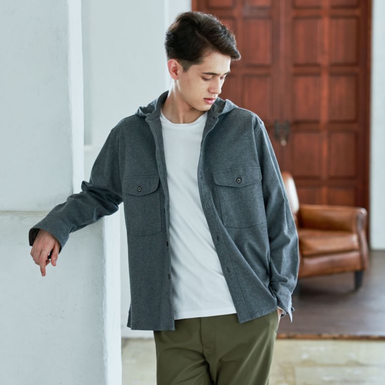 【MACKINTOSH PHILOSOPHY MEN】 カルゼストレッチ フーデッドシャツアウター チャコールグレー