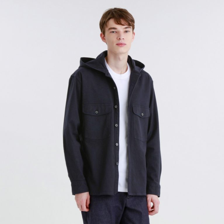 【MACKINTOSH PHILOSOPHY MEN】 カルゼストレッチ フーデッドシャツアウター ネイビー