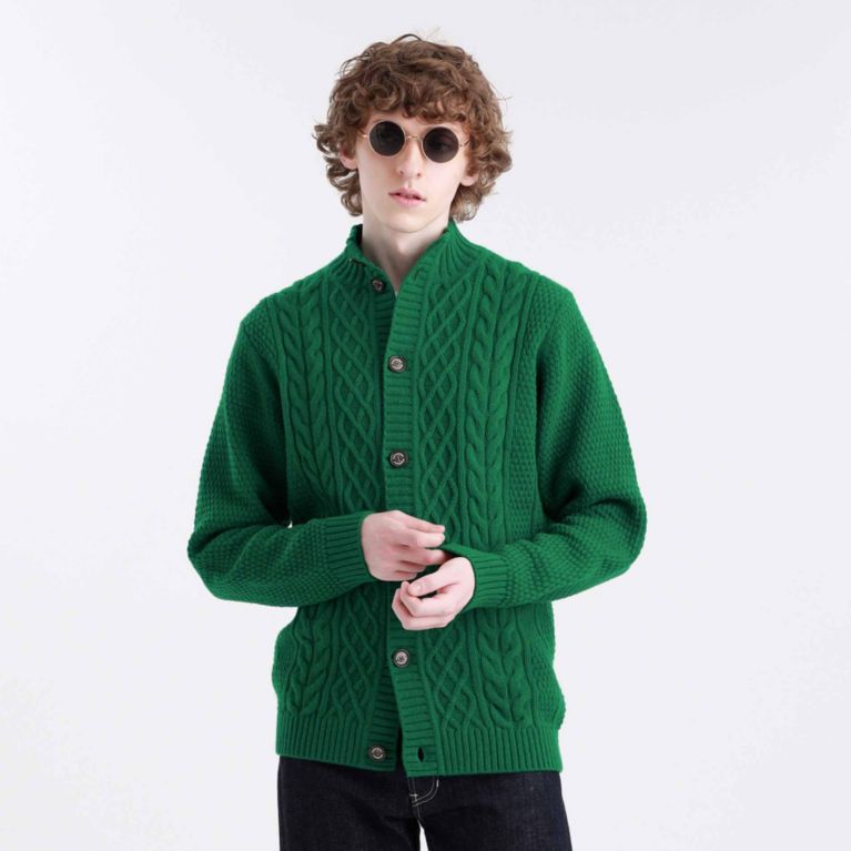 【MACKINTOSH PHILOSOPHY MEN】 ケーブル クルーネックカーディガン グリーン