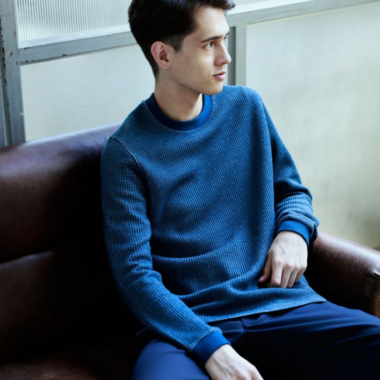 【MACKINTOSH PHILOSOPHY MEN】 カラーワッフル クルーネックロンT ブルー
