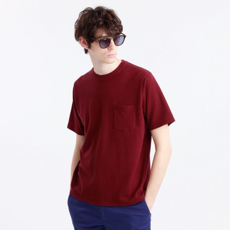 【MACKINTOSH PHILOSOPHY MEN】 撚り杢梨地 クルーネックポケT レッド
