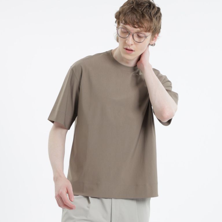 【MACKINTOSH PHILOSOPHY MEN】 ハイテンションワッシャー クルーネック五分袖Tシャツ ベージュ