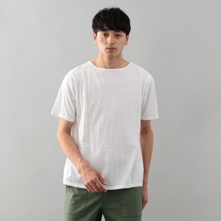 29%OFF！SALE【マッキントッシュ フィロソフィー メン(MACKINTOSH PHILOSOPHY MEN)】マリンボーダー ボートネックTシャツ ホワイト 定価 7560円から 2160円値引！