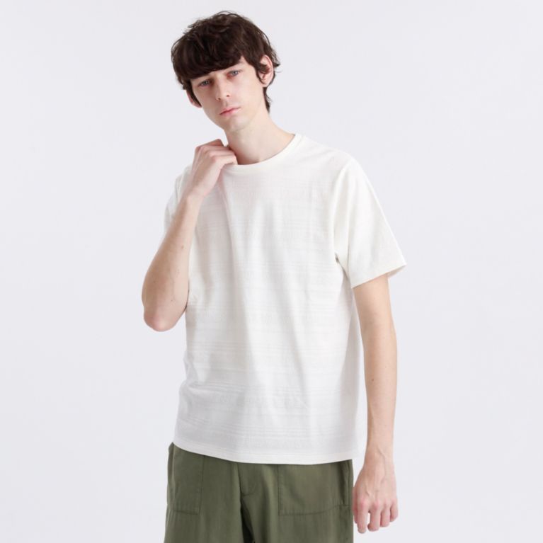 【MACKINTOSH PHILOSOPHY MEN】 梨地×天竺シャドーボーダークルーネックTシャツ ホワイト