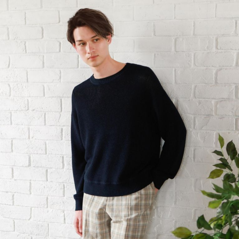 【MACKINTOSH PHILOSOPHY MEN】 GREY LABEL 和紙ミックス畦ニット ネイビー