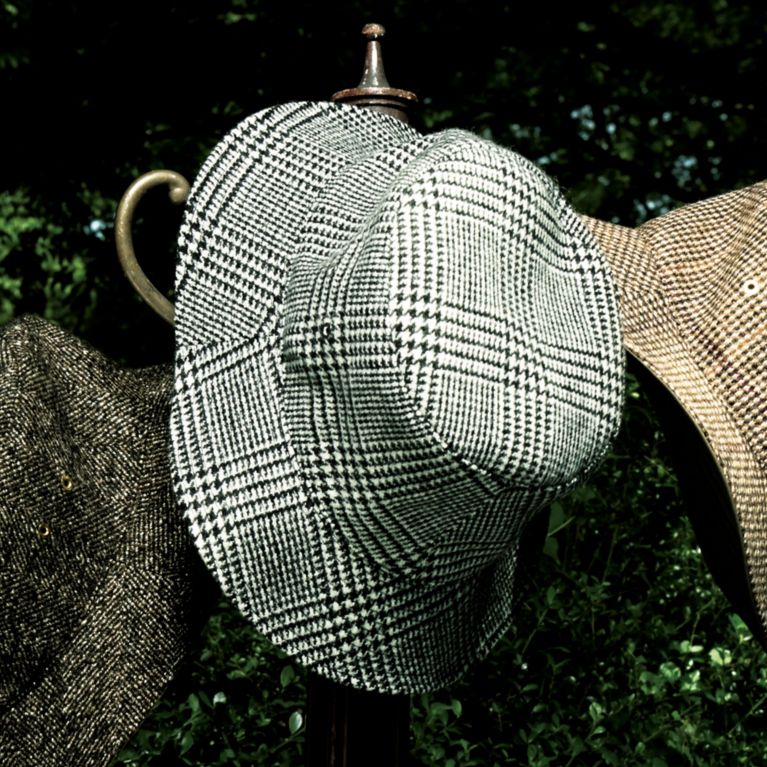 【マッキントッシュ ロンドン メン(MACKINTOSH LONDON MEN)】グレンチェック×ギャバジン330リバーシブルレインハット グレー 送料無料！