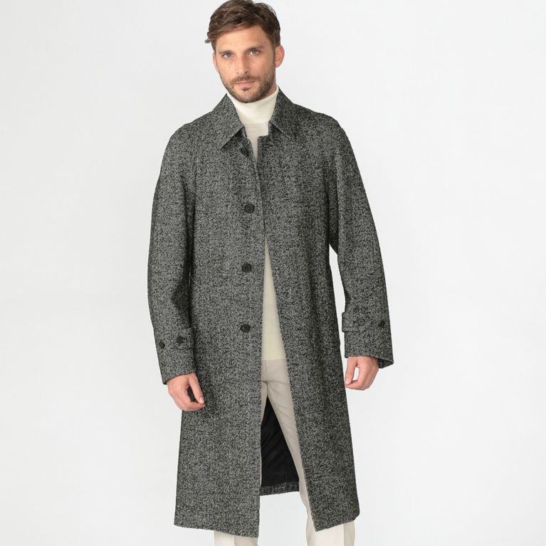 【MACKINTOSH LONDON MEN】 【Loro Piana】アルパカヘリンボーンベルテッドコート グレー