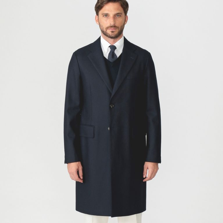 【マッキントッシュ ロンドン メン(MACKINTOSH LONDON MEN)】【NEW BRIDGE】伊ロロピアーナ社ストームシステムシングルチェスターコート ネイビー 送料無料！