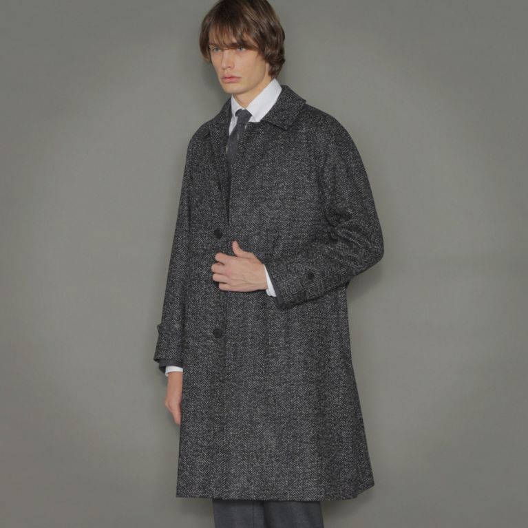 【MACKINTOSH LONDON MEN】 【CERRUTI/チェルッティ】ヘリンボーンツイードバルマカーンコート グレー