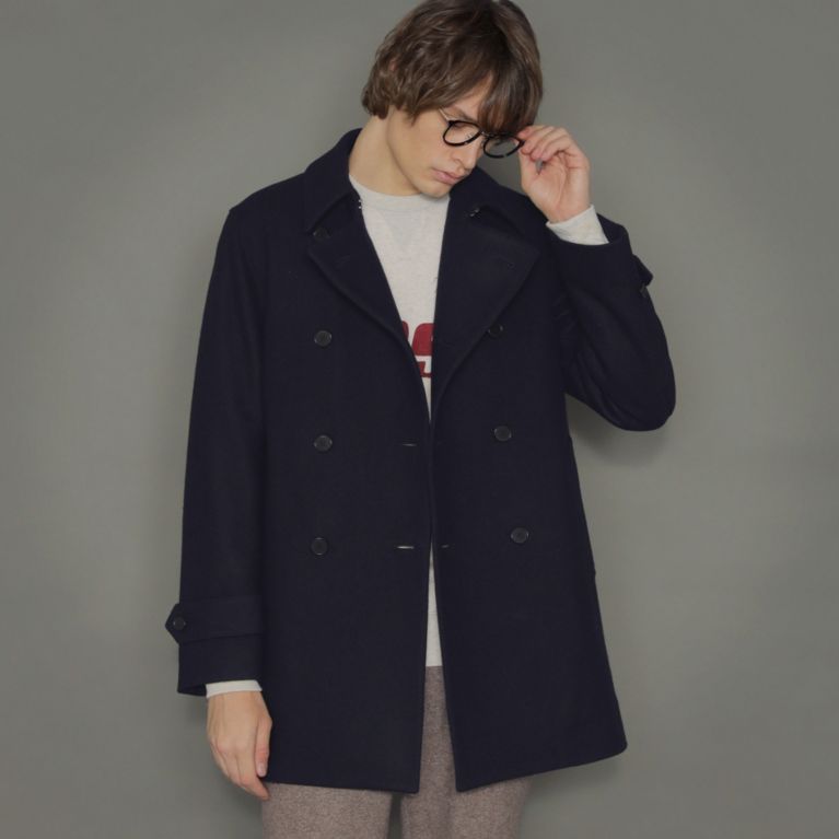 【MACKINTOSH LONDON MEN】 ダブルブレステッドメルトンコート ネイビー