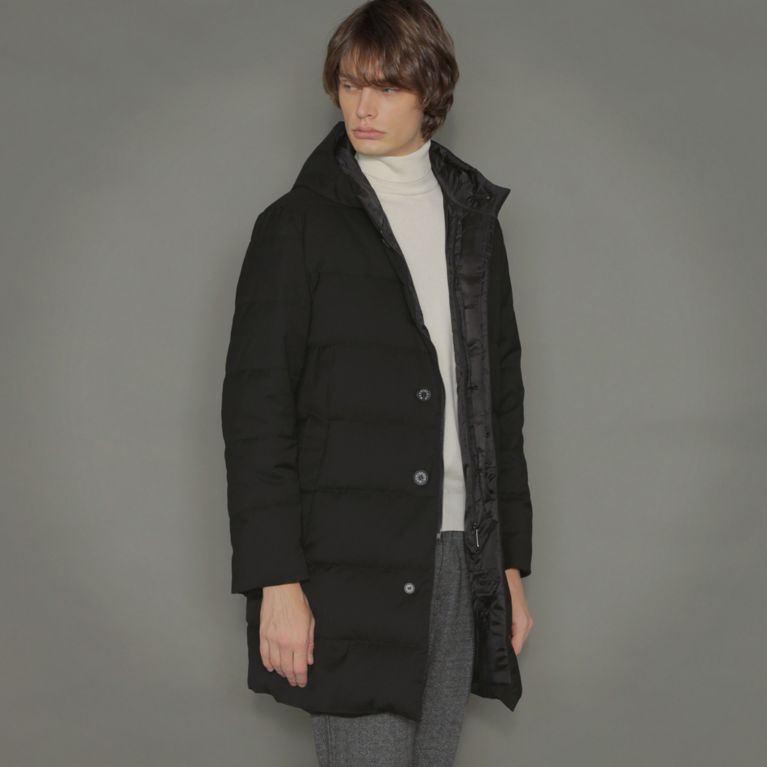 【MACKINTOSH LONDON MEN】 【DUNKELD HOOD ML DOWN】グログランストレッチダウンコート ブラック