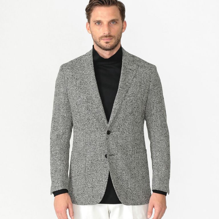 【MACKINTOSH LONDON MEN】 【NEW BRIDGE】ネップツィードヘリンボーンジャケット ブラック