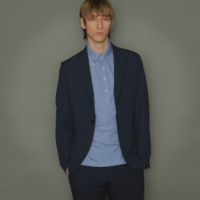 【MACKINTOSH LONDON MEN】 【NEW BRIDGE】ドットエアー×プライムフレックスセットアップジャケット ネイビー