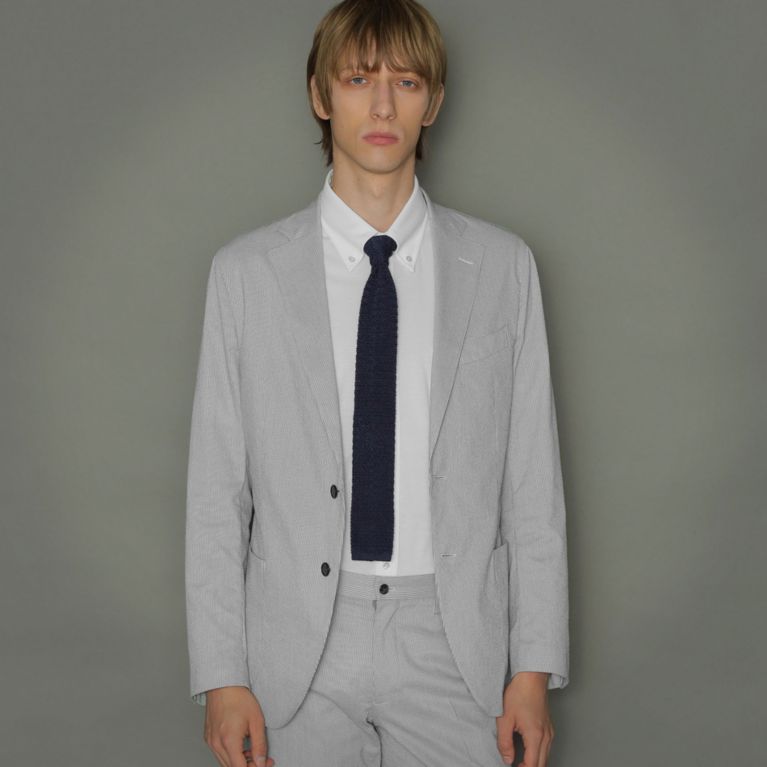 【MACKINTOSH LONDON MEN】 【NEW BRIDGE】ストレッチサッカーセットアップジャケット ライトグレー