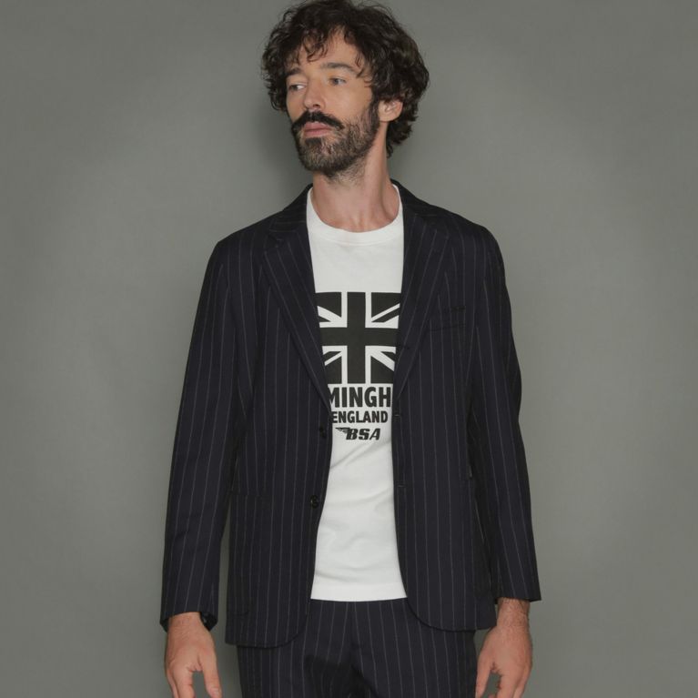【MACKINTOSH LONDON MEN】 【Breasy Jacket】セットアップネイビーストライプジャケット ネイビー