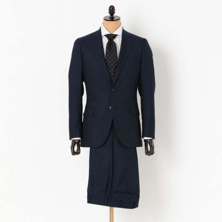 40%OFF！SALE＜三陽商会＞【マッキントッシュ ロンドン メン(MACKINTOSH LONDON MEN)】【NEW BRIDGE】CANONICOビンテージエフェクト無地スーツ ネイビー 送料無料 ＆ 定価 140400円から 56160円値引！画像