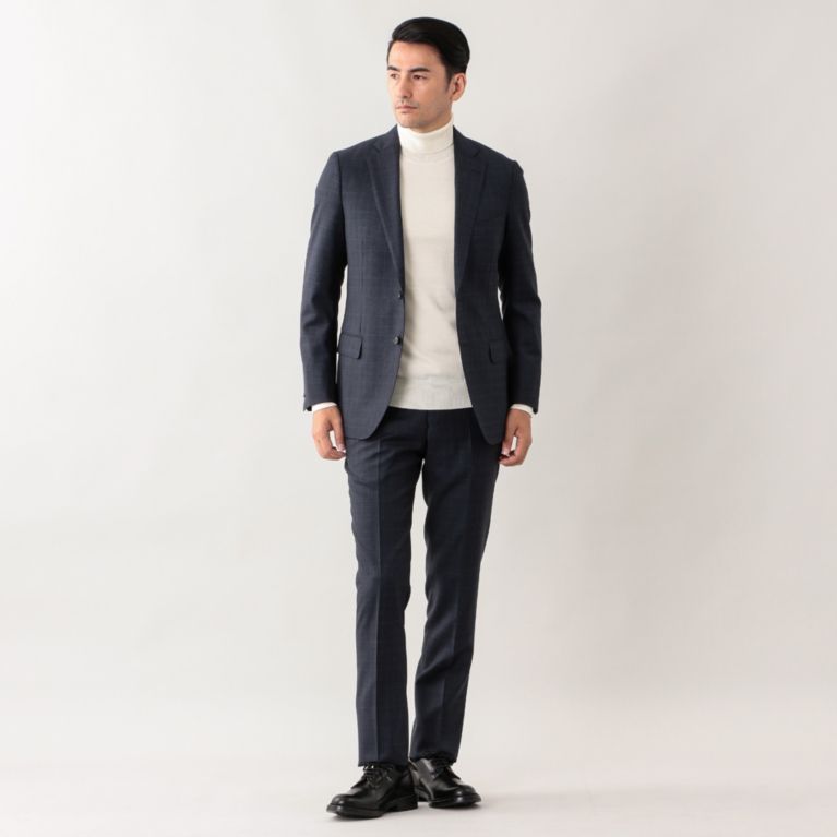 45%OFF！SALE＜三陽商会＞【マッキントッシュ ロンドン メン(MACKINTOSH LONDON MEN)】【NEW BRIDGE】ネイビーグレンチェックスーツ ネイビー 送料無料 ＆ 定価 140400円から 62640円値引！画像