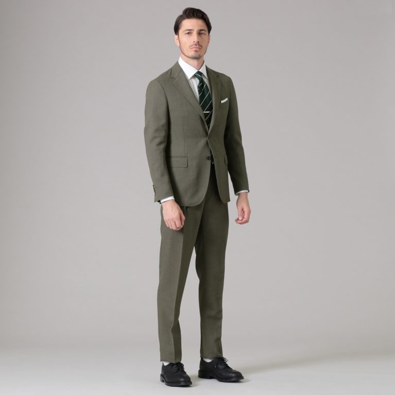 【MACKINTOSH LONDON MEN】 【NEW BRIDGE】【FOX BROTHERS】キャバリーツイルスーツ グリーン