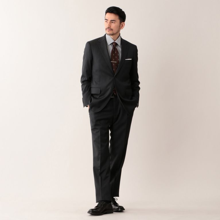 26%OFF！SALE＜三陽商会＞【マッキントッシュ ロンドン メン(MACKINTOSH LONDON MEN)】【OX BRIDGE】CANONICOサージ無地スーツ グレー 送料無料 ＆ 定価 140400円から 36720円値引！画像