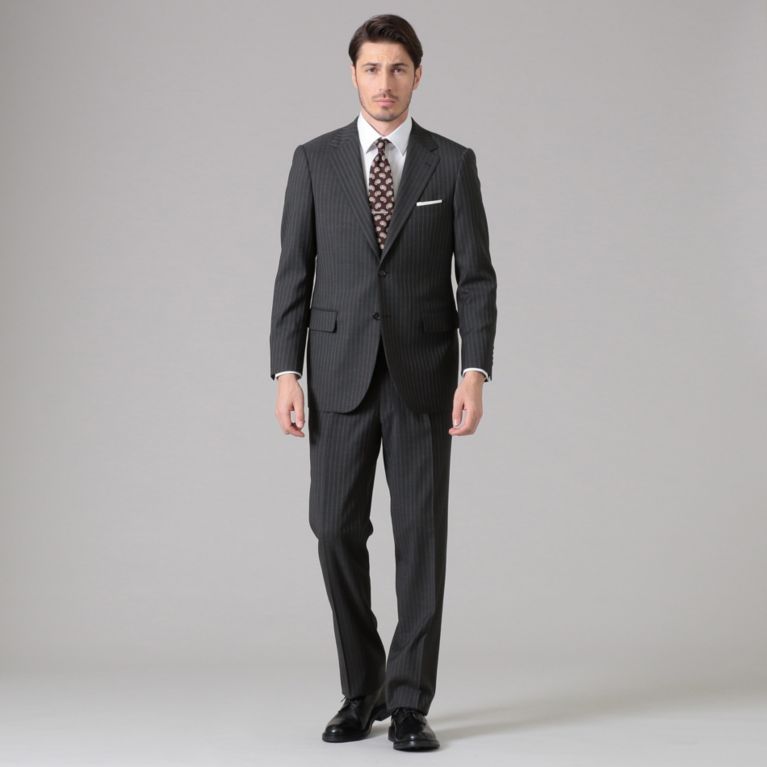 【MACKINTOSH LONDON MEN】 【OX BRIDGE】 【Loro Piana】グレーストライプスーツ グレー