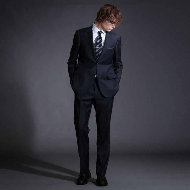 【MACKINTOSH LONDON MEN】 【Loro Piana/ロロ・ピアーナ】【OX BRIDGE】ネイビーカラードストライプスーツ ネイビー