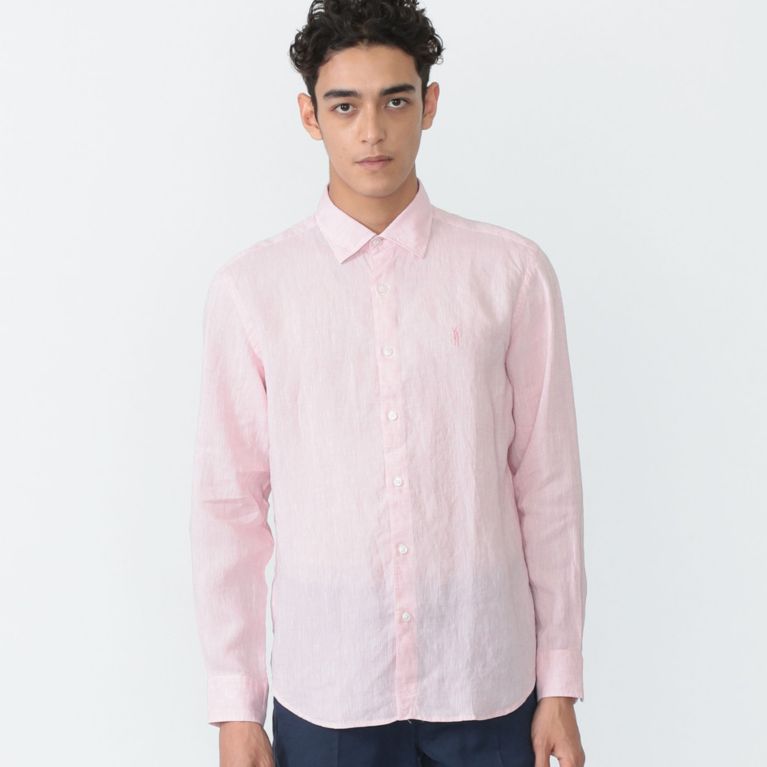 【MACKINTOSH LONDON MEN】 リネンレギュラーカラーシャツ ピンク