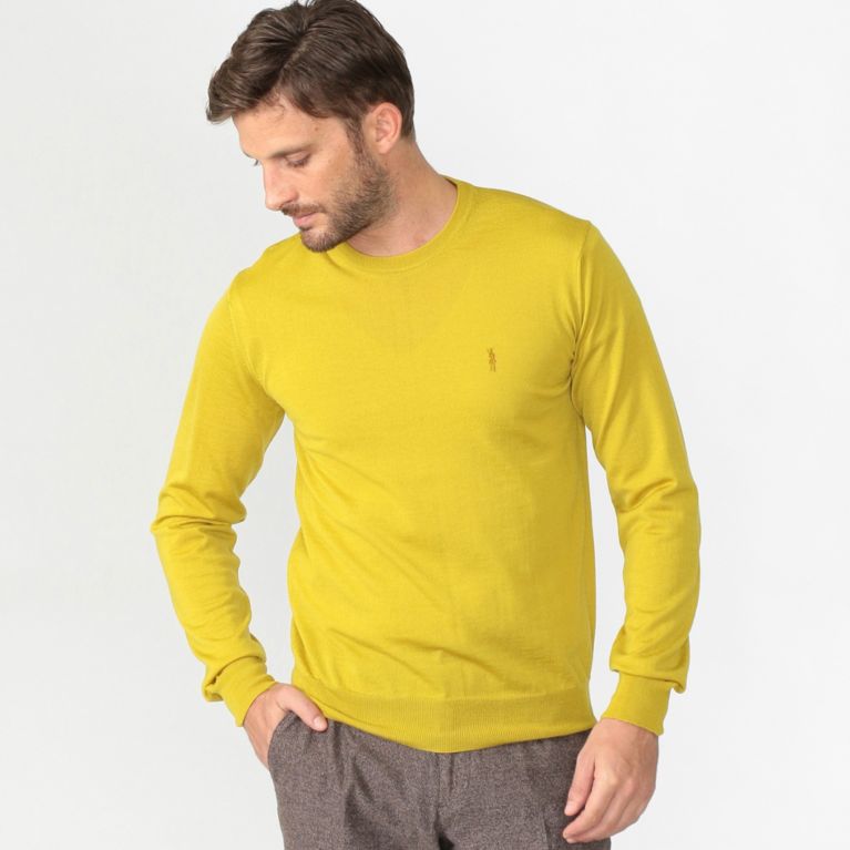 【MACKINTOSH LONDON MEN】 24GGメランジBENTLEYクルーネックニット マスタード