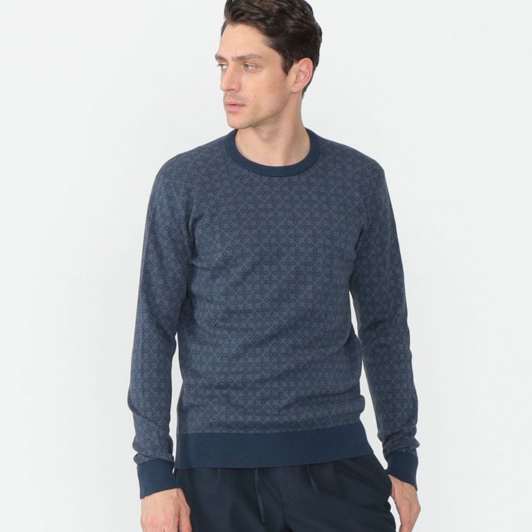 【MACKINTOSH LONDON MEN】 アンドリュージャガードプルオーバーニット ネイビー