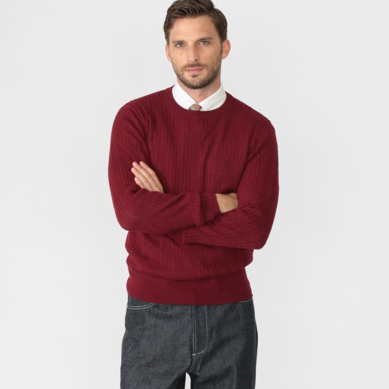 【MACKINTOSH LONDON MEN】 12ゲージケーブルクルーネックニット レッド