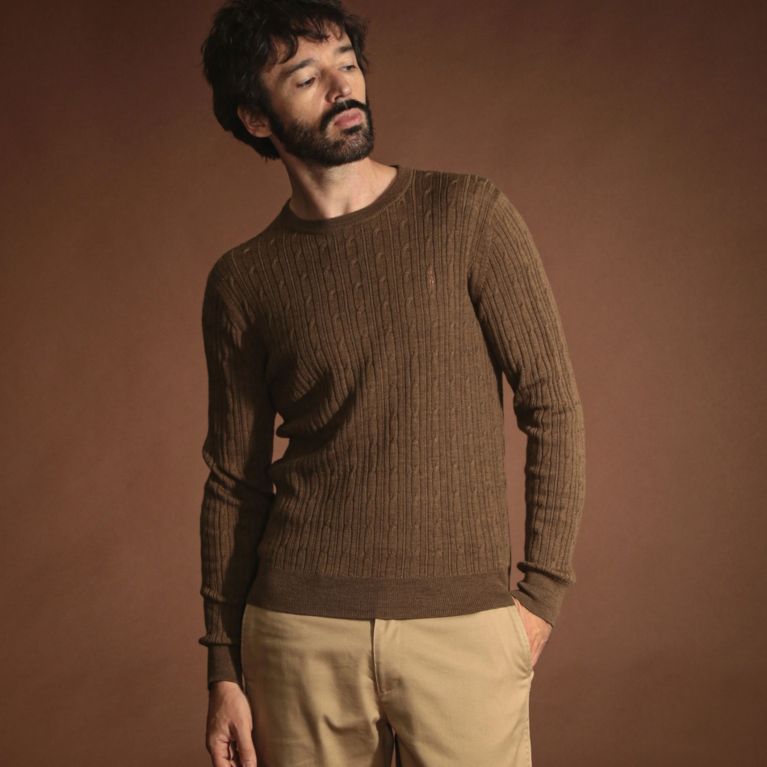 【MACKINTOSH LONDON MEN】 12ゲージケーブルニット ベージュ