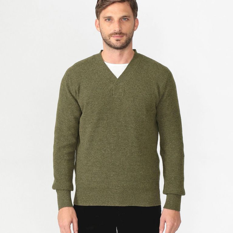 【MACKINTOSH LONDON MEN】 12GGミリタリーニット カーキ