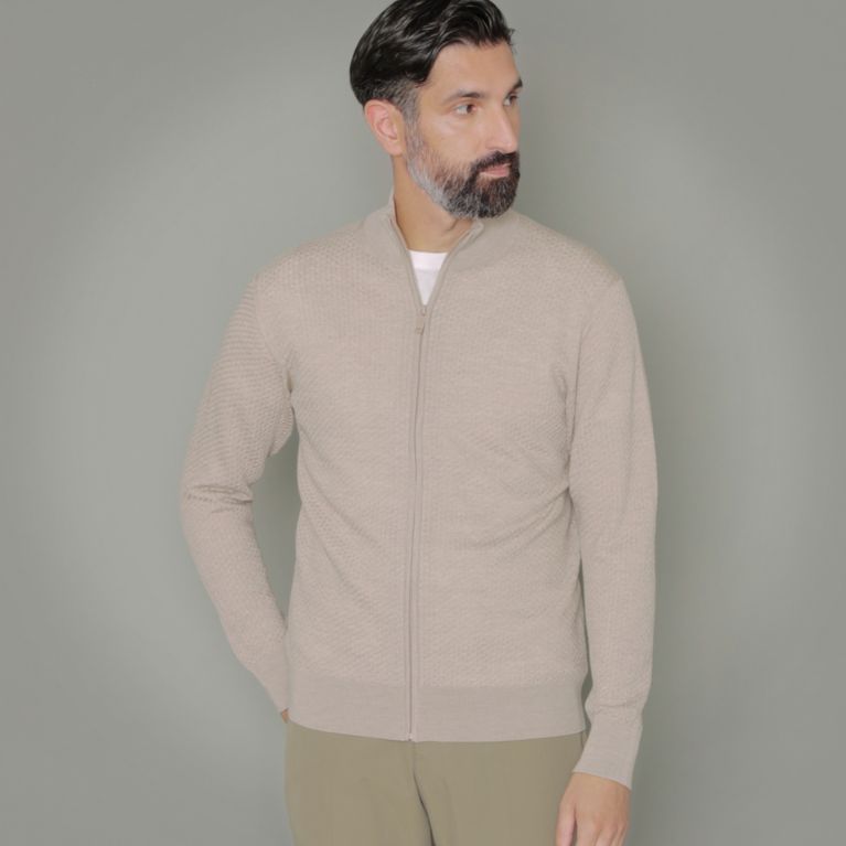 イタリアンケーブルジップアップニット（ニット/セーター