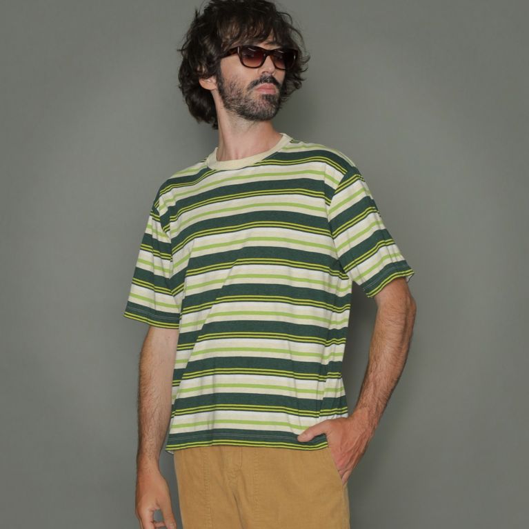 【MACKINTOSH LONDON MEN】 先染めマルチボーダーTシャツ グリーン