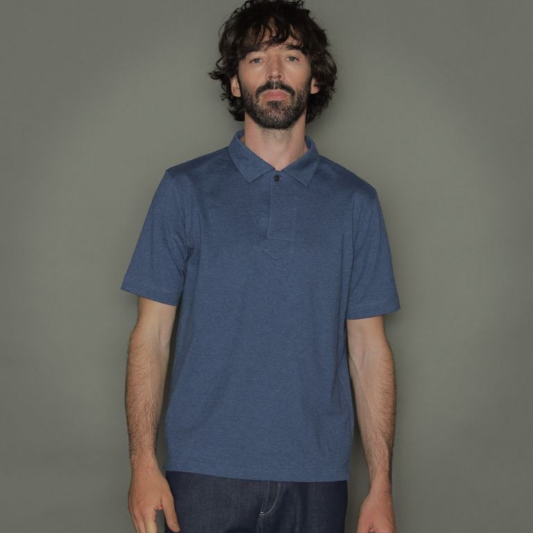 【MACKINTOSH LONDON MEN】 天竺スキッパーポロシャツ ブルー