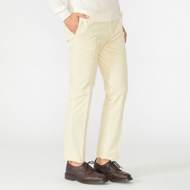 【MACKINTOSH LONDON MEN】 ノープリーツツイル別珍トラウザーズ オフホワイト