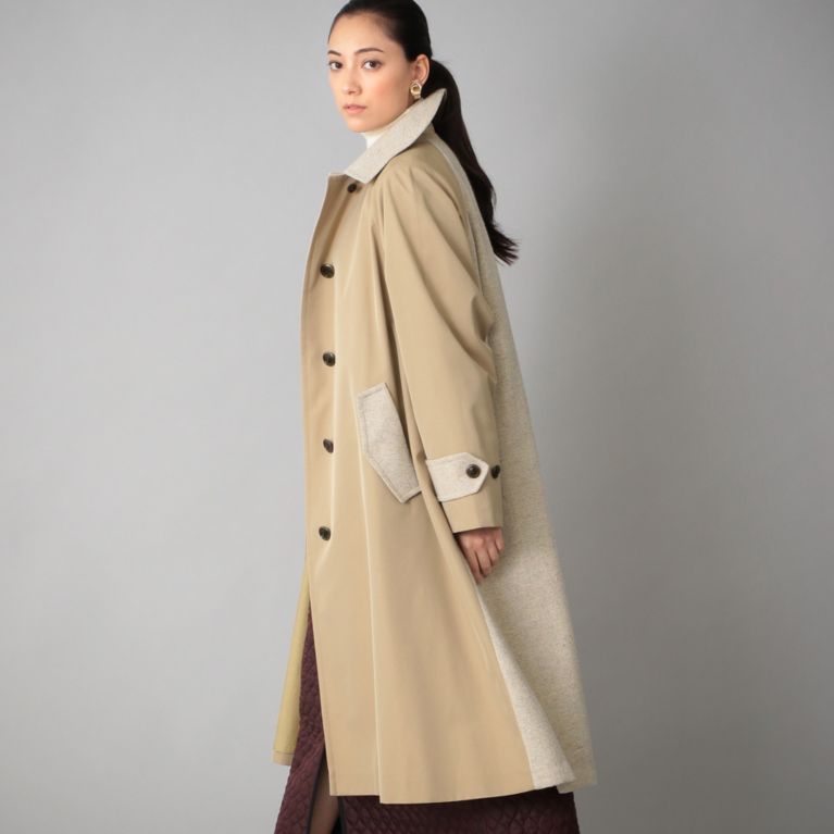 【SANYOCOAT WOMEN】 ツイードコンビ バルマカーンコート ベージュ